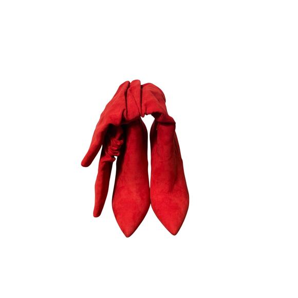 New w/o box Jessica Simpson  Red Faux Suede Bootie Heels Missing sz - Picture 1 of 2